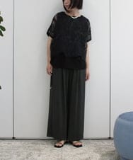 ZMBHB52110 al'aise modulation(アレーズモジュレーション) コットン刺繍レイヤードブラウス ブラック