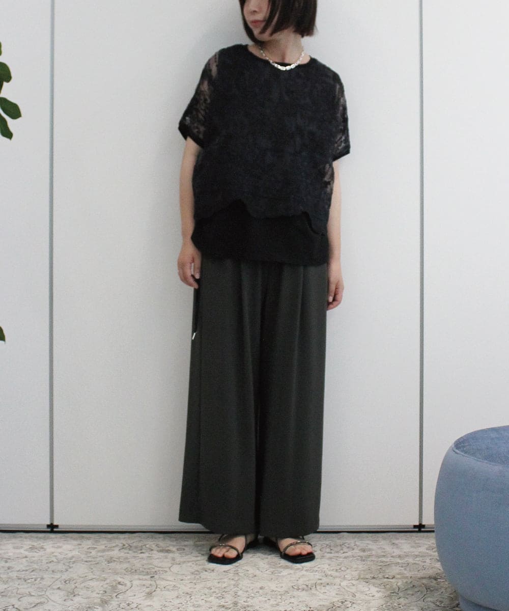ZMBHB52110 al'aise modulation(アレーズモジュレーション) コットン刺繍レイヤードブラウス ブラック