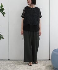 ZMBHB52110 al'aise modulation(アレーズモジュレーション) コットン刺繍レイヤードブラウス ブラック