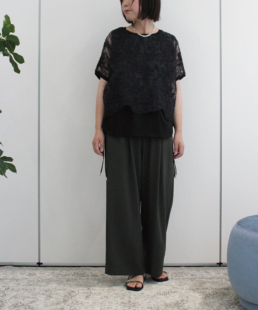 ZMBHB52110 al'aise modulation(アレーズモジュレーション) コットン刺繍レイヤードブラウス ブラック