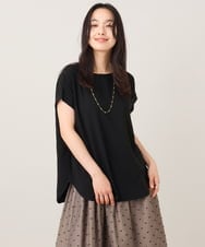 ZMBHE13099 al'aise modulation(アレーズモジュレーション) 【日本製】ドロップフレンチジョーゼットブラウス ブラック