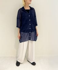 ZMBIB55148 al'aise modulation(アレーズモジュレーション) シアーデニムプリントシャツ ネイビー