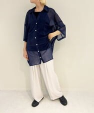 ZMBIB55148 al'aise modulation(アレーズモジュレーション) シアーデニムプリントシャツ ネイビー