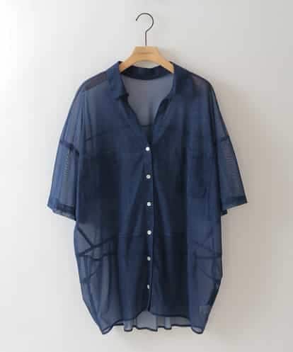 美品　nagonstans フリル　コットンブラウス　ネイビー　ナゴンスタンス nagonstans コットンガーゼフリルブラウス ナゴンスタンス