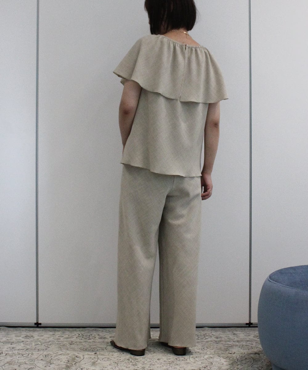 ZMBIB63140 al'aise modulation(アレーズモジュレーション) ラッフルカラーブラウス ベージュ