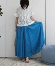 ZMBIB69145 al'aise modulation(アレーズモジュレーション) オーバルモチーフ刺繍ブラウス ホワイト