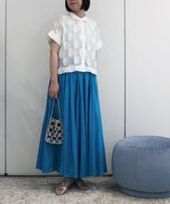 ZMBIB69145 al'aise modulation(アレーズモジュレーション) オーバルモチーフ刺繍ブラウス ホワイト