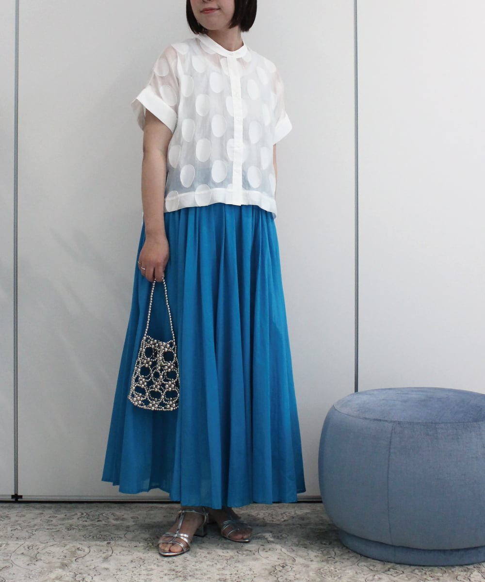 ZMBIB69145 al'aise modulation(アレーズモジュレーション) オーバルモチーフ刺繍ブラウス ホワイト