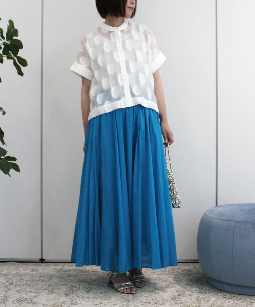 ZMBIB69145 al'aise modulation(アレーズモジュレーション) オーバルモチーフ刺繍ブラウス ホワイト
