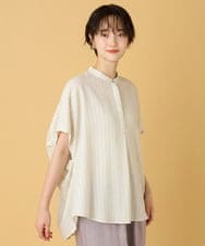 ZMBIE01090 al'aise modulation(アレーズモジュレーション) 【セットアップ・洗える】オーバーシルエットストライプブラウス ホワイト