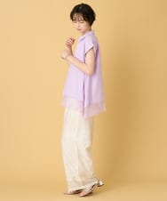 ZMBIE02090 al'aise modulation(アレーズモジュレーション) 【洗える】レースヘムスキッパーブラウス ラベンダー