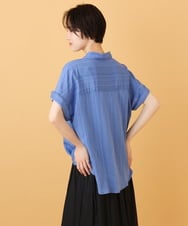 ZMBIE03090 al'aise modulation(アレーズモジュレーション) 【洗える】裾タックエアリーブラウス ブルー