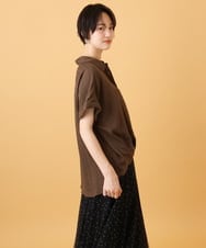 ZMBIE03090 al'aise modulation(アレーズモジュレーション) 【洗える】裾タックエアリーブラウス ブラウン