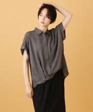 ZMBIE03090 al'aise modulation(アレーズモジュレーション) 【洗える】裾タックエアリーブラウス ダークグレー