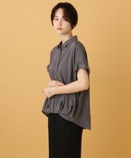 ZMBIE03090 al'aise modulation(アレーズモジュレーション) 【洗える】裾タックエアリーブラウス ダークグレー
