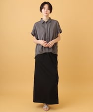 ZMBIE03090 al'aise modulation(アレーズモジュレーション) 【洗える】裾タックエアリーブラウス ダークグレー