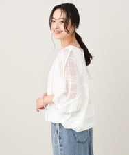 ZMBIE10128 al'aise modulation(アレーズモジュレーション) シアーチェックドロストヘムカットソー ホワイト