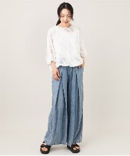 ZMBIE10128 al'aise modulation(アレーズモジュレーション) シアーチェックドロストヘムカットソー ホワイト