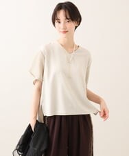 ZMBIE14130 al'aise modulation(アレーズモジュレーション) リネン調メッシュ袖トップス ベージュ