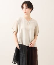 ZMBIE14130 al'aise modulation(アレーズモジュレーション) リネン調メッシュ袖トップス ベージュ