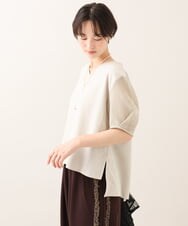 ZMBIE14130 al'aise modulation(アレーズモジュレーション) リネン調メッシュ袖トップス ベージュ