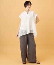 ZMBIE20095 al'aise modulation(アレーズモジュレーション) 【洗える】刺繍デザインスキッパーブラウス ホワイト