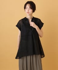 ZMBIE20095 al'aise modulation(アレーズモジュレーション) 【洗える】刺繍デザインスキッパーブラウス ブラック