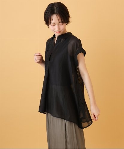 ZMBIE20095 al'aise modulation 【洗える】刺繍デザインスキッパーブラウス
