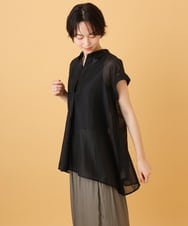 ZMBIE20095 al'aise modulation(アレーズモジュレーション) 【洗える】刺繍デザインスキッパーブラウス ブラック