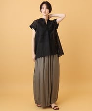 ZMBIE20095 al'aise modulation(アレーズモジュレーション) 【洗える】刺繍デザインスキッパーブラウス ブラック