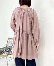ZMBJB03140 al'aise modulation(アレーズモジュレーション) ギャザーフレアコットンブラウス ピンク