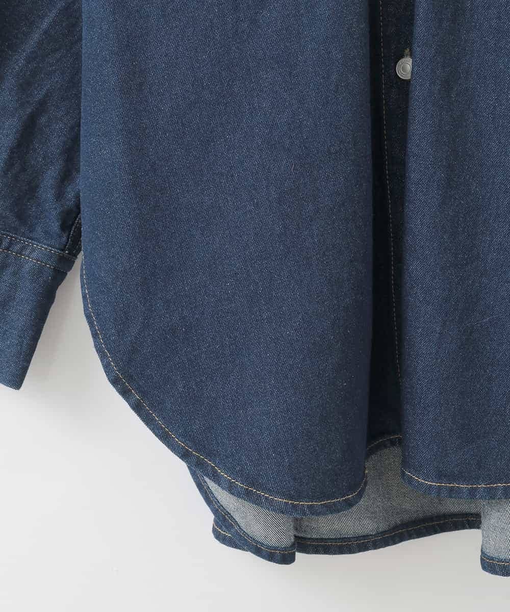 ZMBJB09160 al'aise modulation(アレーズモジュレーション) テールロングドルマンデニムシャツ ネイビー