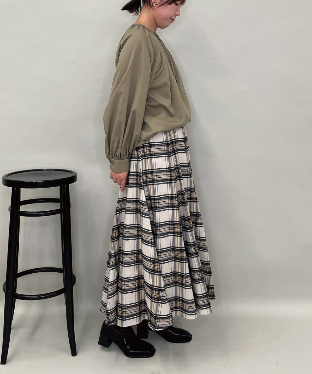 ZMBJB12110 al'aise modulation(アレーズモジュレーション) 【洗える】フロントリボンラグランブラウス カーキ