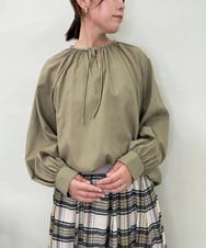 ZMBJB12110 al'aise modulation(アレーズモジュレーション) 【洗える】フロントリボンラグランブラウス カーキ