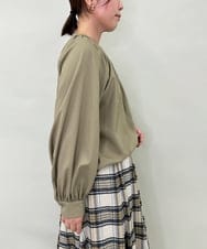 ZMBJB12110 al'aise modulation(アレーズモジュレーション) 【洗える】フロントリボンラグランブラウス カーキ