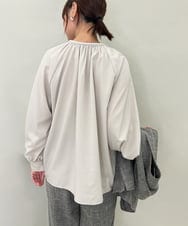 ZMBJB12110 al'aise modulation(アレーズモジュレーション) 【洗える】フロントリボンラグランブラウス ライトグレー