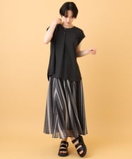 ZMBJE04100 al'aise modulation(アレーズモジュレーション) 【セットアップ】フロントタックノーカラーブラウス ダークグレー
