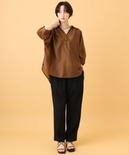 ZMBJE11140 al'aise modulation(アレーズモジュレーション) バックボタンデザインスキッパーシャツ ブラウン