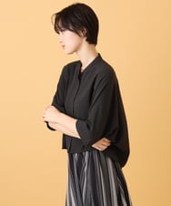 ZMBJE15148 al'aise modulation(アレーズモジュレーション) 【セットアップ】バンドカラードルマンブラウス ダークグレー