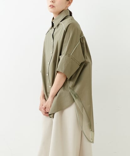 ZMBJT06138  フェイクパールオーバーシルエットシャツ