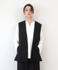 ZMDGE21110 al'aise modulation(アレーズモジュレーション) バックベルトボタンレスジレ ブラック