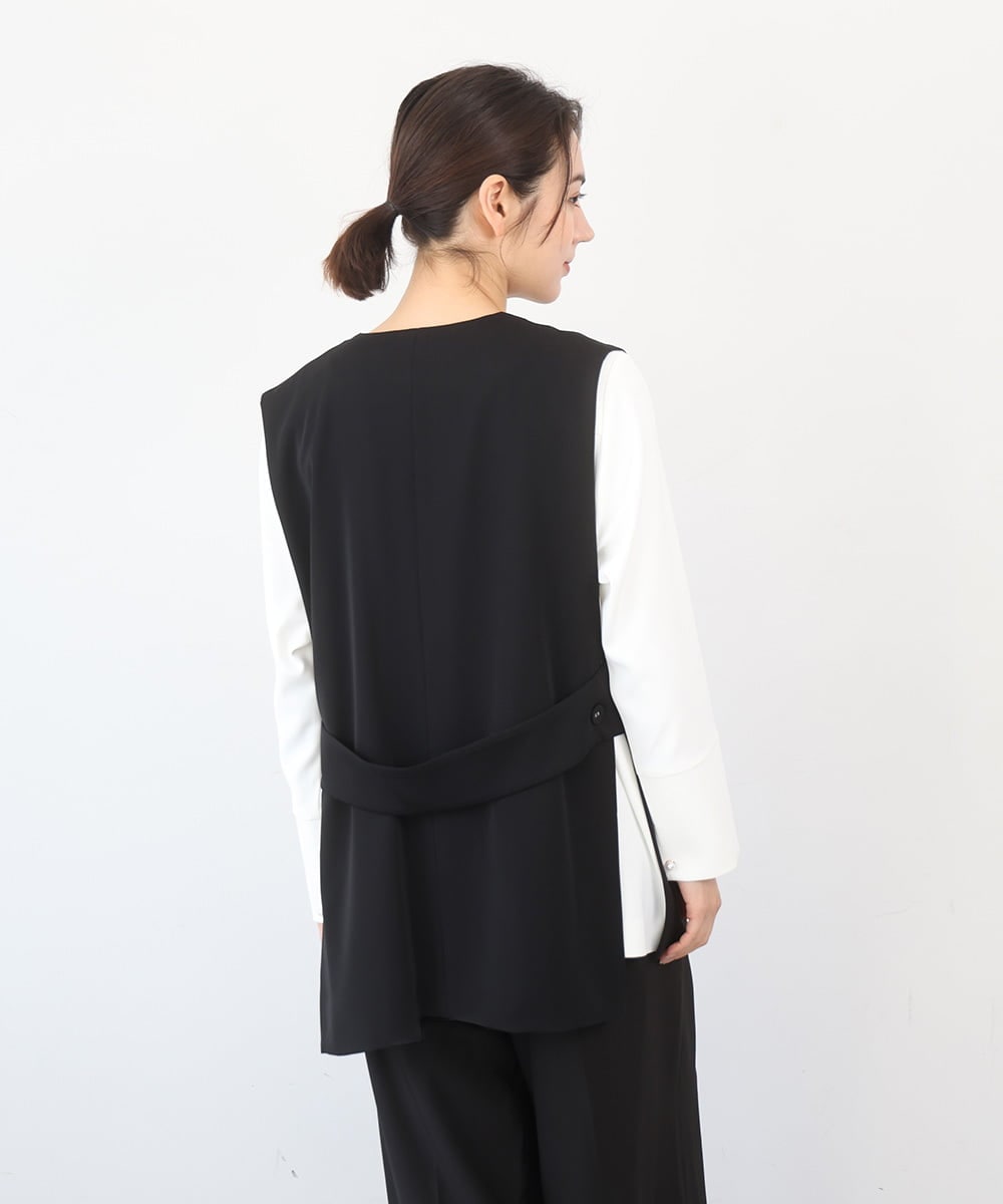 ZMDGE21110 al'aise modulation(アレーズモジュレーション) バックベルトボタンレスジレ ブラック