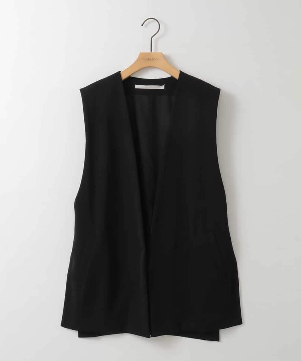 ZMDGE21110 al'aise modulation(アレーズモジュレーション) バックベルトボタンレスジレ ブラック