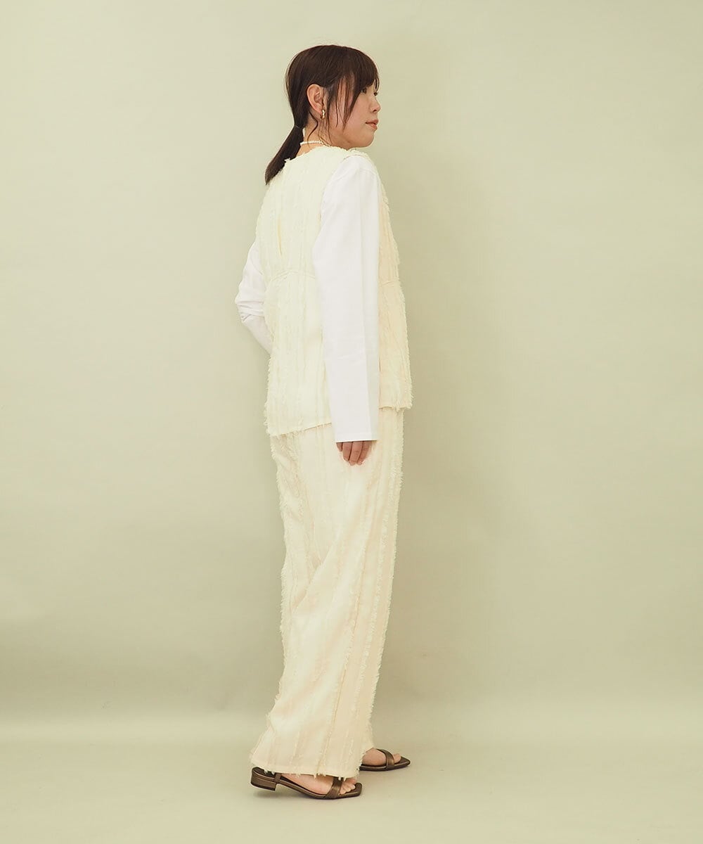 ZMDGE22110 al'aise modulation(アレーズモジュレーション) 【セットアップ対応】フリンジジャカードジレ アイボリー