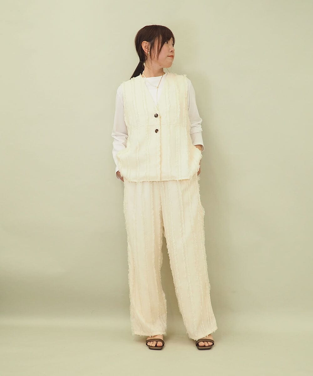 ZMDGE22110 al'aise modulation(アレーズモジュレーション) 【セットアップ対応】フリンジジャカードジレ アイボリー