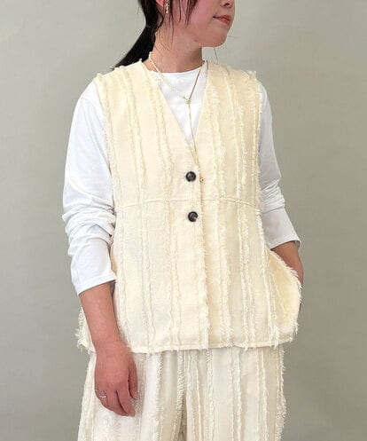 ZMDGE22110 al'aise modulation 【セットアップ対応】フリンジジャカードジレ