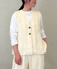 ZMDGE22110 al'aise modulation(アレーズモジュレーション) 【セットアップ対応】フリンジジャカードジレ アイボリー