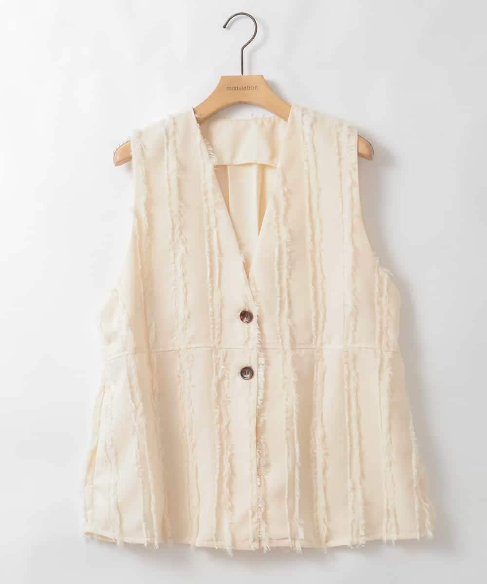 ZMDGE22110 al'aise modulation(アレーズモジュレーション) フリンジジャカードジレ アイボリー