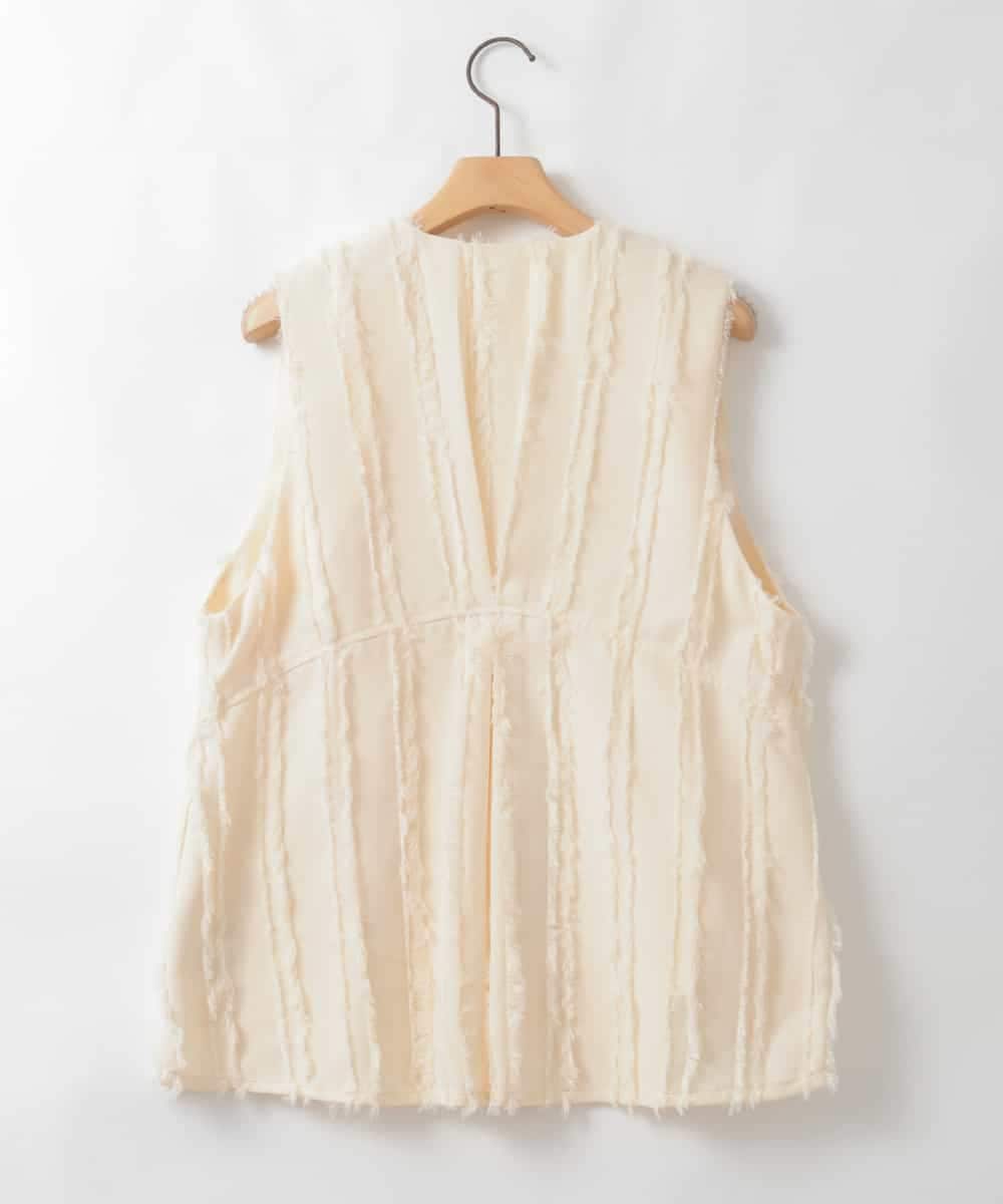 ZMDGE22110 al'aise modulation(アレーズモジュレーション) フリンジジャカードジレ アイボリー