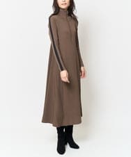 ZMEAB40200 al'aise modulation(アレーズモジュレーション) 異素材ドッキングリブニットワンピース ブラウン